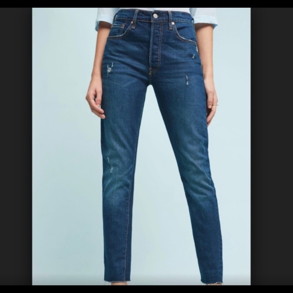 501 stretch skinny raw hem